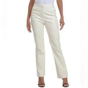 Haute Mode Cream White Faux Leather Pants - Size L